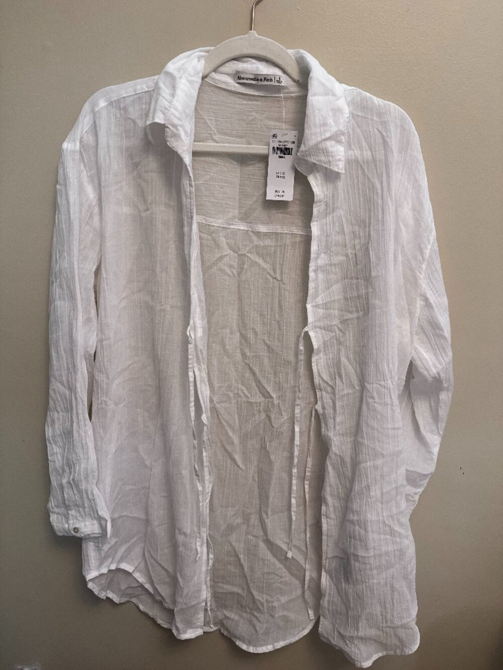 Abercrombie & Fitch White Linen Blend Button Up Shirt NWT Size Small